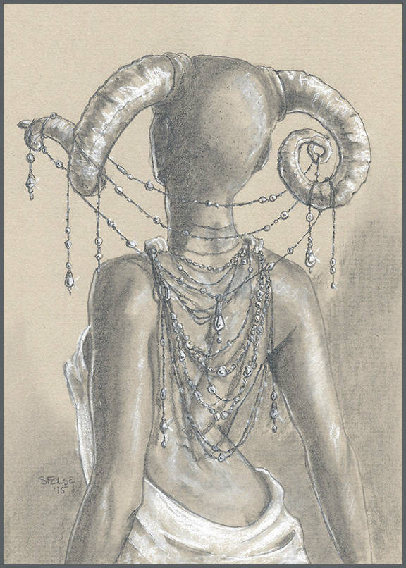 Horns. Original. Pencil on charcoal paper.