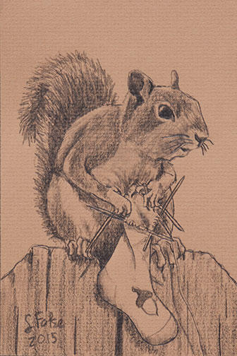 Nut Sock. Original. Pencil on charcoal paper.