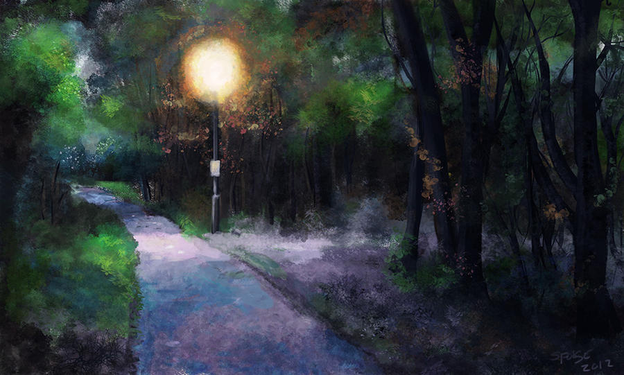 Cardiff Park. Original. Digital painting.