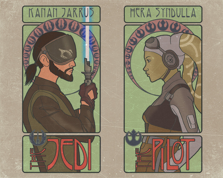 Rebels Nouveau. Star Wars fanart. Digital drawing and coloring.