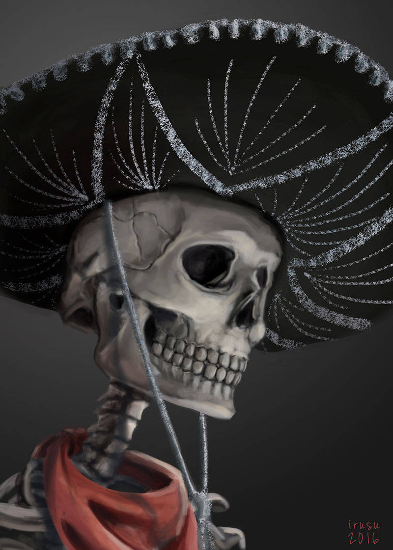 Skeleton in a sombrero. Private commission. Digital painting.